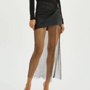 Lamarque Black Asymmetrical Mesh Skirt